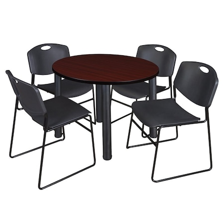 Regency Kee Round Table & Chair Set, Wood, Metal, Polypropylene Top TB36RNDMHBPBK44BK